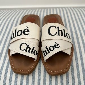 Chloé Woody Logo Slide Sandals